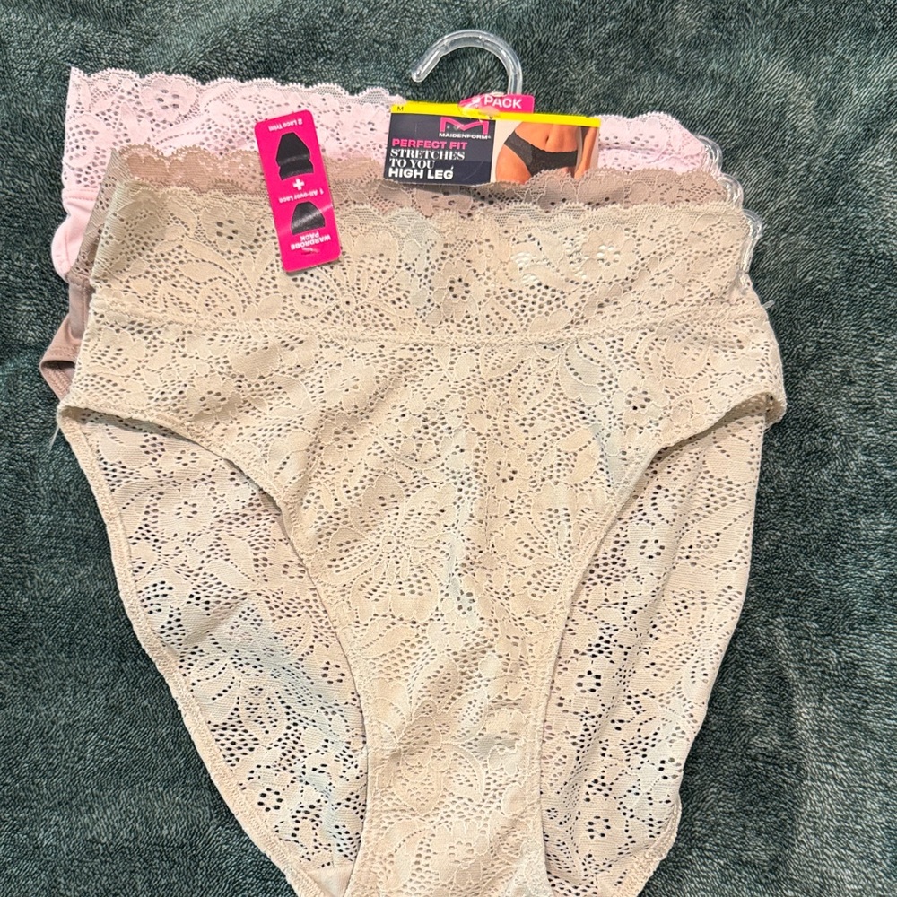 Maidenform Lace Panties - Tan and Pink